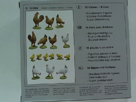 Figurines Décoratives de 16 Poules et Poussins FALLER 331938 pour Trains Miniatures HO