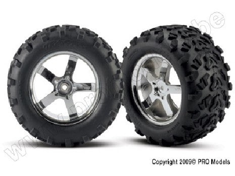 Tires & wheels, assembled, glued (Hurricane chrome wheels, Maxx